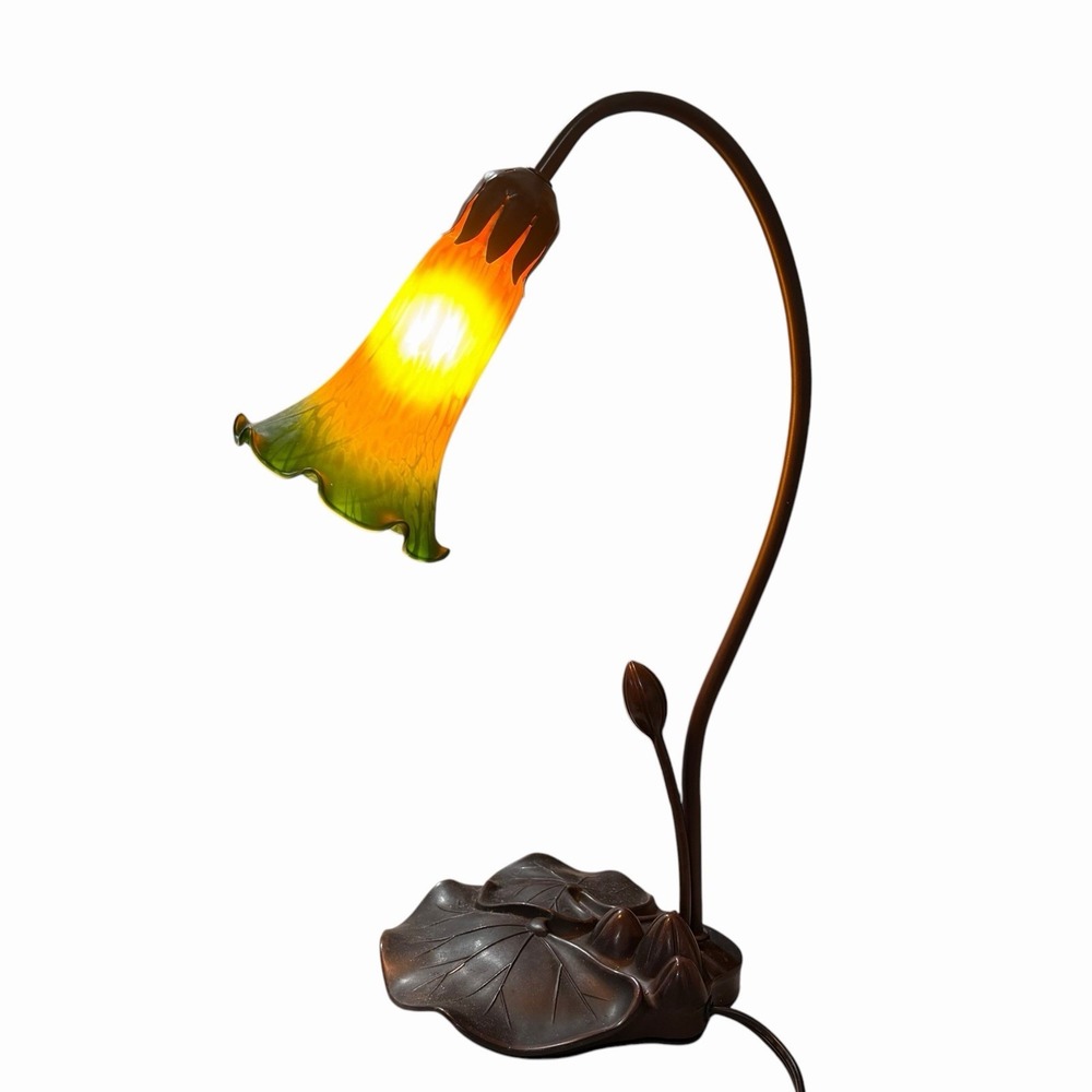 Meyda Tiffany 13677 One Light Accent Lamp from Amber/Green Pond Lily Collection